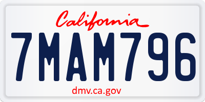 CA license plate 7MAM796