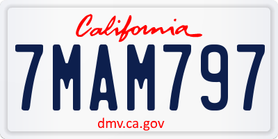 CA license plate 7MAM797