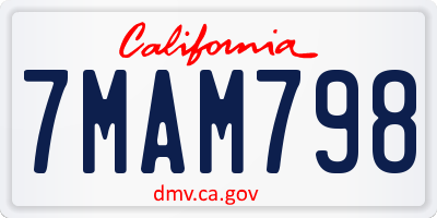 CA license plate 7MAM798