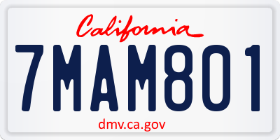 CA license plate 7MAM801