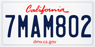 CA license plate 7MAM802