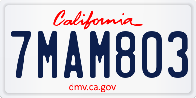 CA license plate 7MAM803