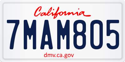 CA license plate 7MAM805
