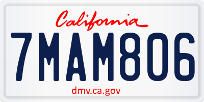 CA license plate 7MAM806