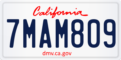CA license plate 7MAM809