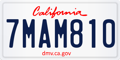CA license plate 7MAM810
