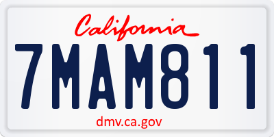 CA license plate 7MAM811