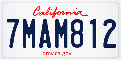 CA license plate 7MAM812