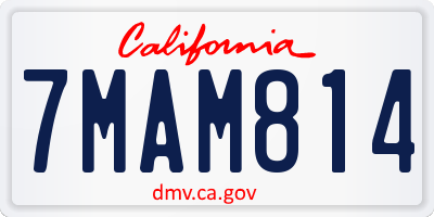CA license plate 7MAM814