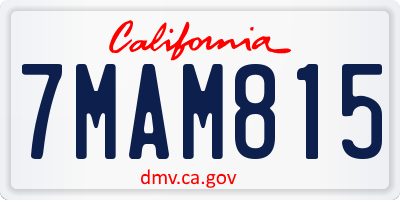 CA license plate 7MAM815