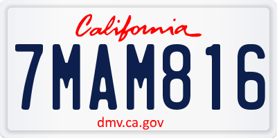 CA license plate 7MAM816