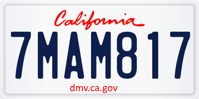 CA license plate 7MAM817