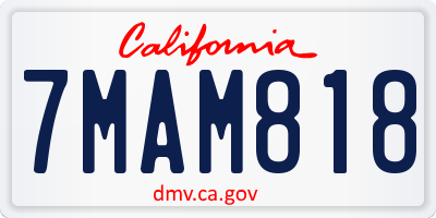 CA license plate 7MAM818