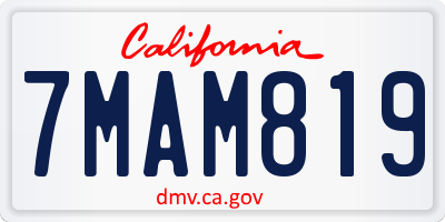CA license plate 7MAM819