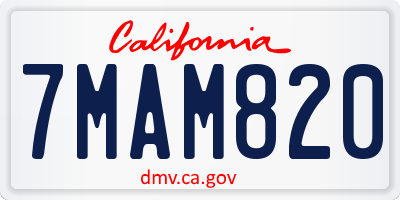 CA license plate 7MAM820