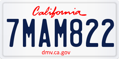 CA license plate 7MAM822
