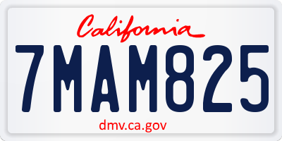 CA license plate 7MAM825