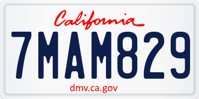CA license plate 7MAM829