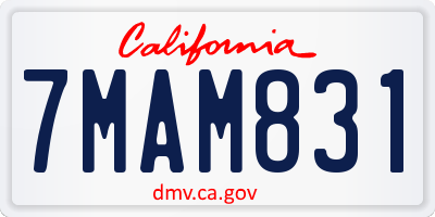 CA license plate 7MAM831