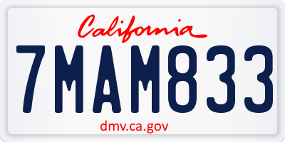 CA license plate 7MAM833