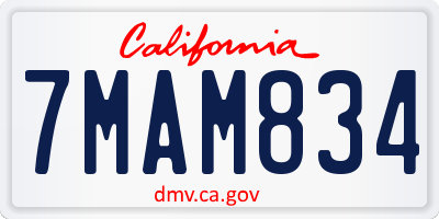 CA license plate 7MAM834