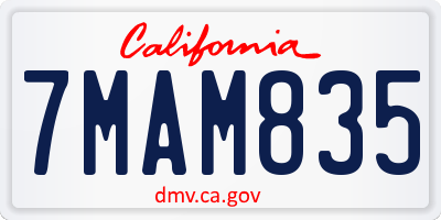 CA license plate 7MAM835