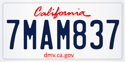 CA license plate 7MAM837