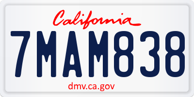 CA license plate 7MAM838