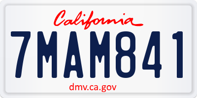 CA license plate 7MAM841