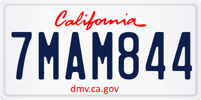 CA license plate 7MAM844