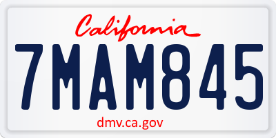 CA license plate 7MAM845