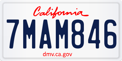 CA license plate 7MAM846