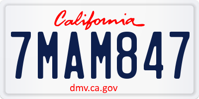 CA license plate 7MAM847