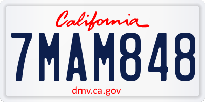 CA license plate 7MAM848