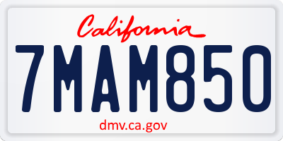 CA license plate 7MAM850