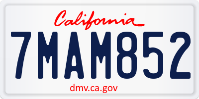 CA license plate 7MAM852