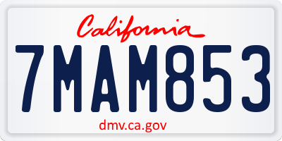CA license plate 7MAM853