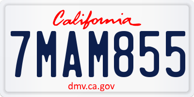 CA license plate 7MAM855