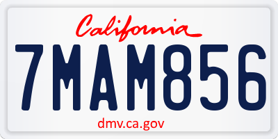 CA license plate 7MAM856