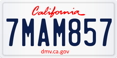 CA license plate 7MAM857