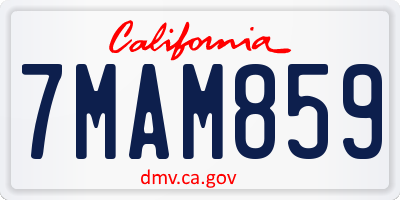 CA license plate 7MAM859