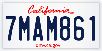 CA license plate 7MAM861