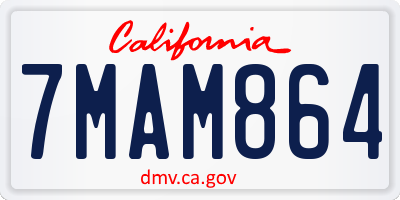 CA license plate 7MAM864