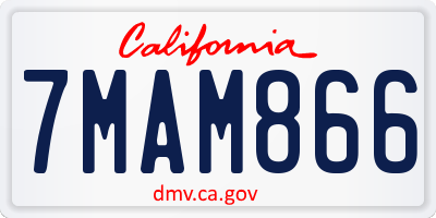 CA license plate 7MAM866