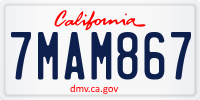 CA license plate 7MAM867