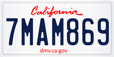 CA license plate 7MAM869