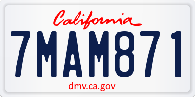 CA license plate 7MAM871