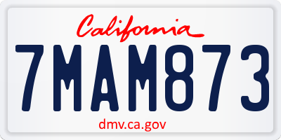 CA license plate 7MAM873
