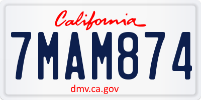CA license plate 7MAM874