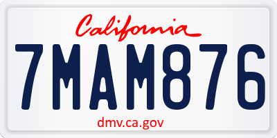 CA license plate 7MAM876